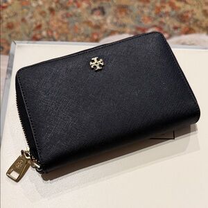 Tory Burch Black Zip-Around Wallet